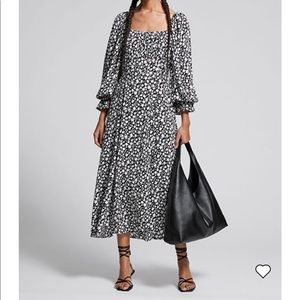 NEW, elegant &OtherStories long-sleeved dress with b&w floral pattern and slit